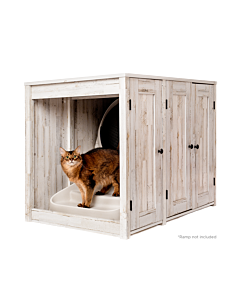 Credenza - White Plank | Angled View with Cat